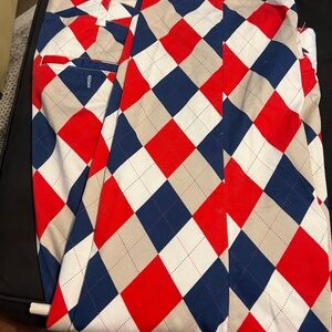 Loudmouth Golf Red, White, Blue and Gray Argyle Golf Pants